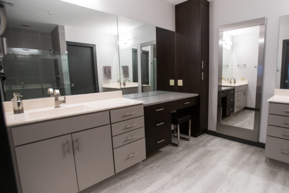 Bath remodel Wichita new dry vanity and additional storage