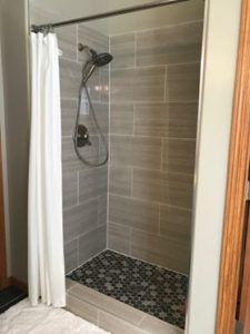 tiled shower master bath